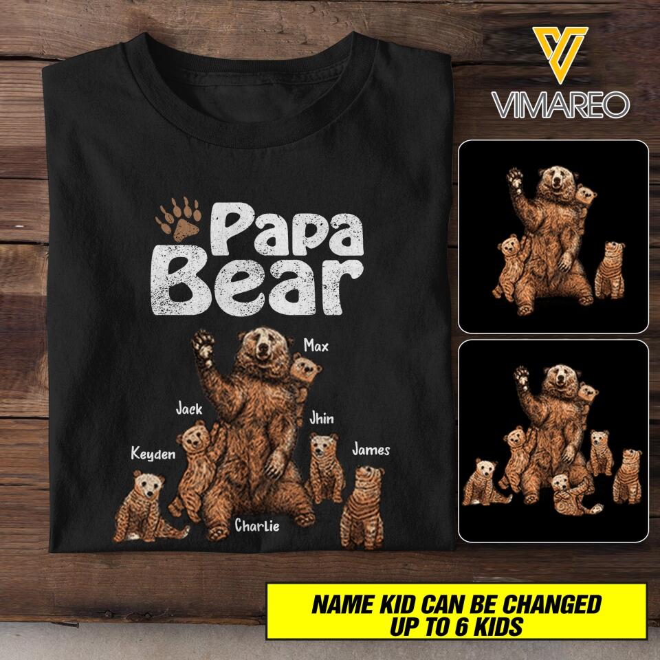 Personalized Papa Bear Tshirt Printed 3C 2204