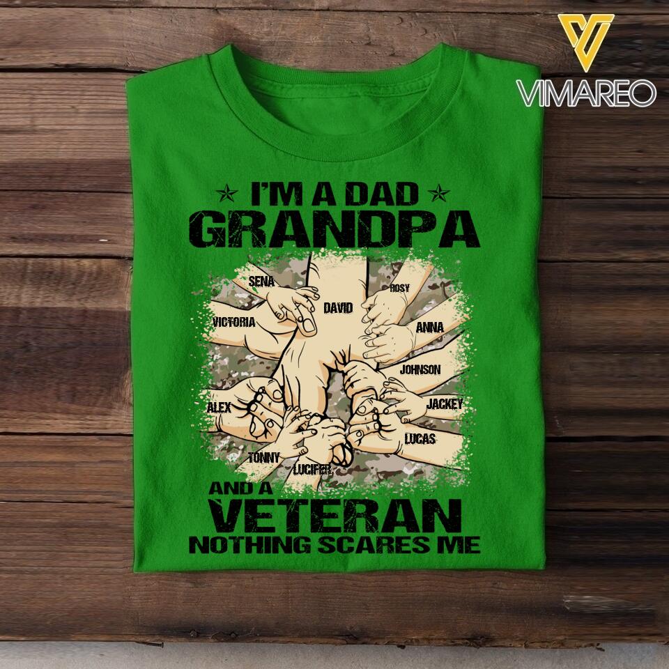 PERSONALIZED I'M A DAD GRANDPA AND A US VETERAN WITH KID NAME TSHIRT QTVQ2304