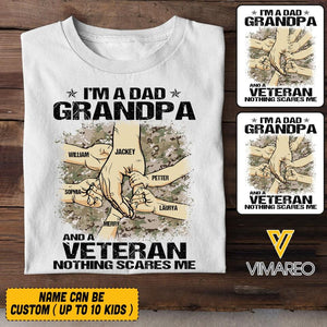 PERSONALIZED I'M A DAD GRANDPA AND A US VETERAN WITH KID NAME TSHIRT QTVQ2304