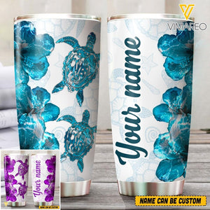 PERSONALIZED TURTLE FLOWER TUMBLER QTVQ2604