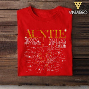 PERSONALIZED AUNTIE NIECE'S BEST FRIEND NEPHEW'S BEST PARTNER IN CRIME KID NAME TSHIRT QTDT0405