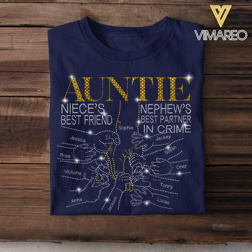 PERSONALIZED AUNTIE NIECE'S BEST FRIEND NEPHEW'S BEST PARTNER IN CRIME KID NAME TSHIRT QTDT0405