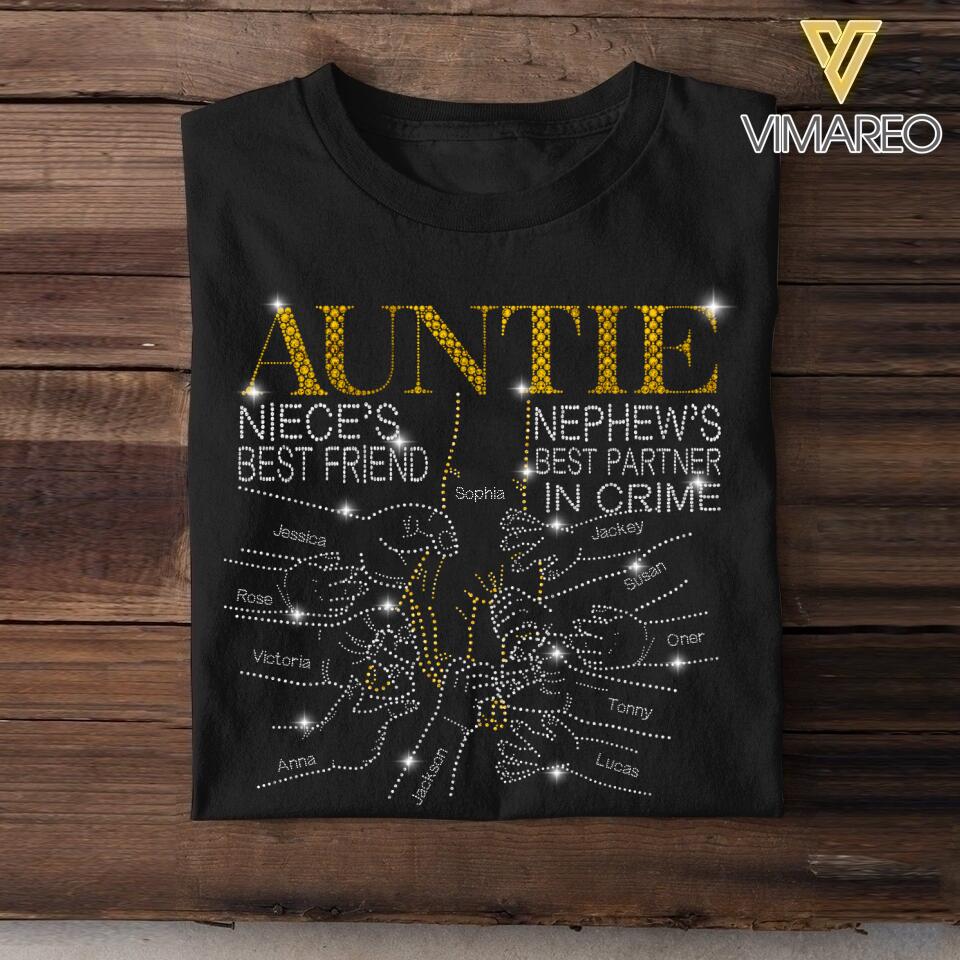 PERSONALIZED AUNTIE NIECE'S BEST FRIEND NEPHEW'S BEST PARTNER IN CRIME KID NAME TSHIRT QTDT0405