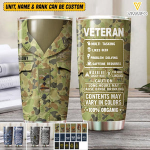 Personalized Australian Veterans Tumbler Printed 22MAY-HQ06