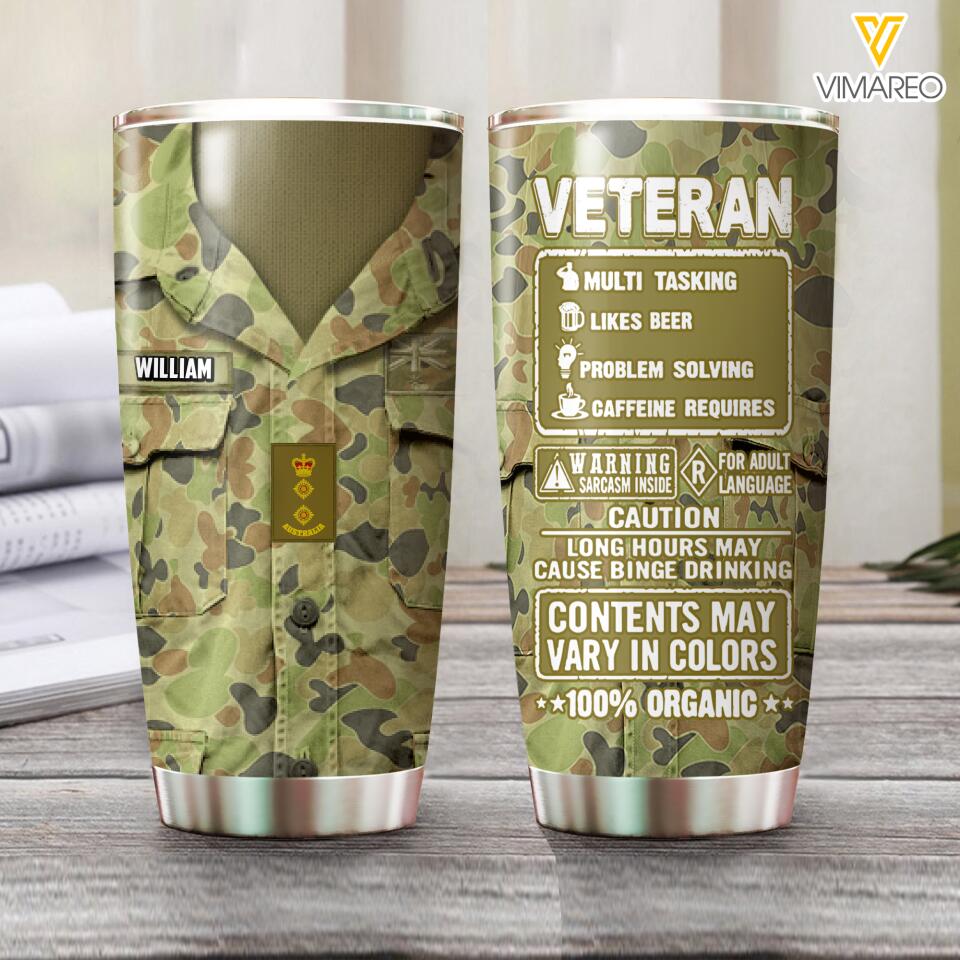 Personalized Australian Veterans Tumbler Printed 22MAY-HQ06