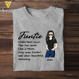 PERSONALIZED FUNTIE THE FUN AUNT LIKE A MOM TSHIRT NQVQ0705