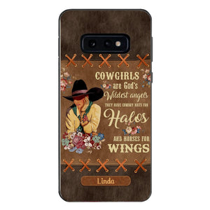 PERSONALIZED COWGIRL ARE GOD'S WILDEST ANGELS HATS FOR HALOS HORSES FOR WINGS PHONECASE QTHC0905