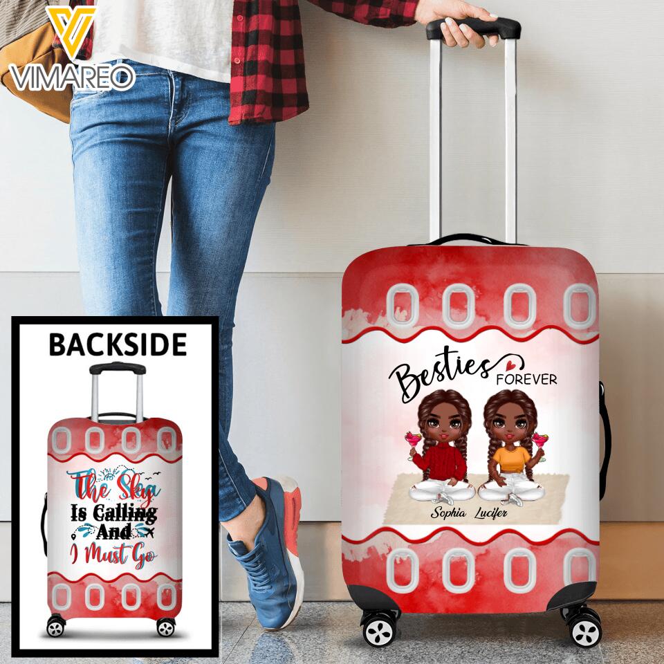 Personalized Besties Forever Luggage Cover Printed QTTN1005