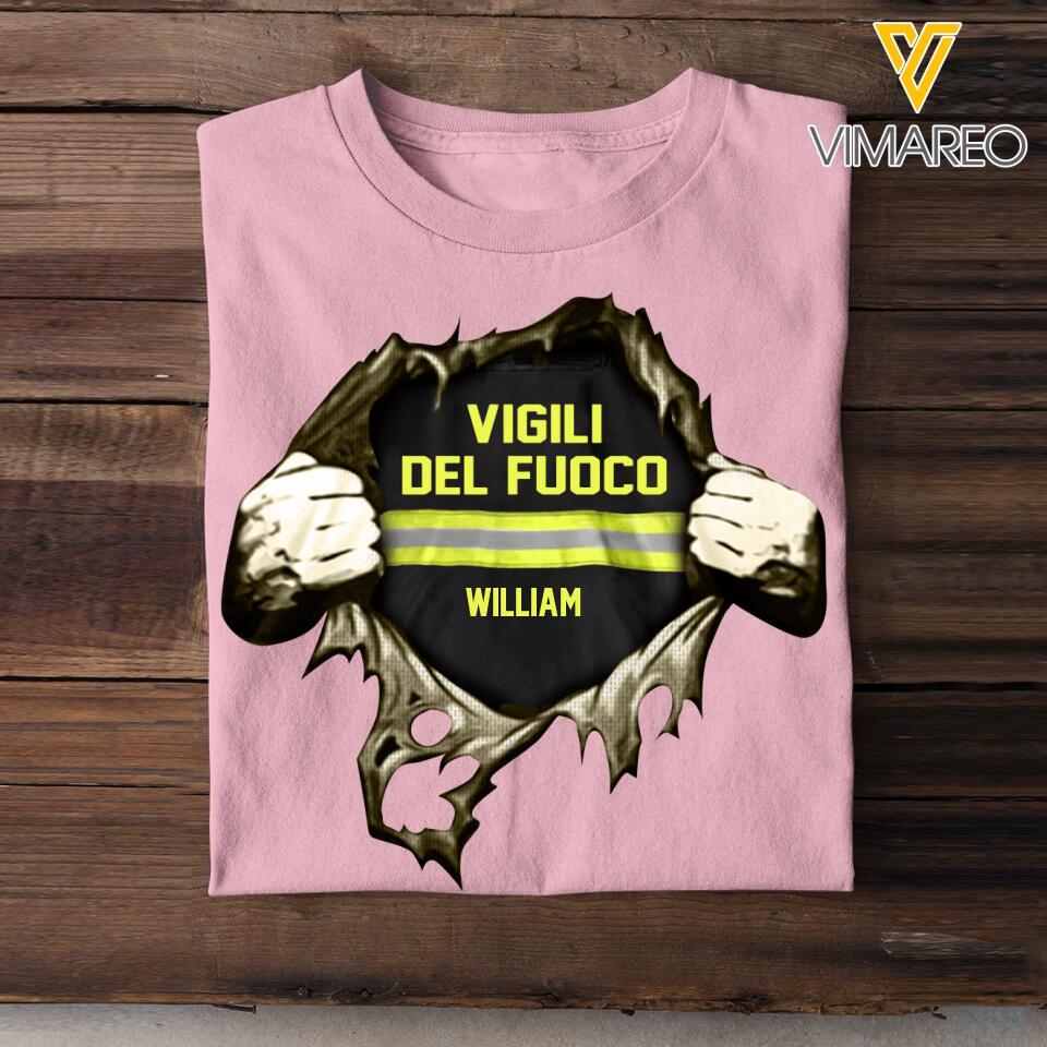 Personalized Italian Firefighter Tshirt Printed 22MAY-HQ13