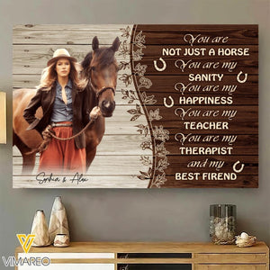 PERSONALIZED JUST A HORSE SANITY HAPPINESS TEACHER THERAPIST BEST FRIEND UPLOAD PHOTO CANVAS QTDT2405