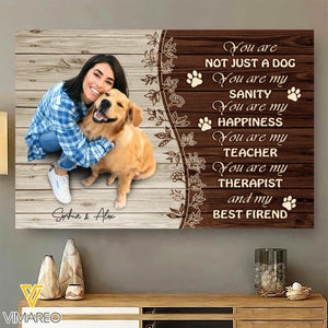 PERSONALIZED JUST A DOG SANITY HAPPINESS TEACHER THERAPIST BEST FRIEND DOG BREED UPLOAD PHOTO CANVAS QTDT2405