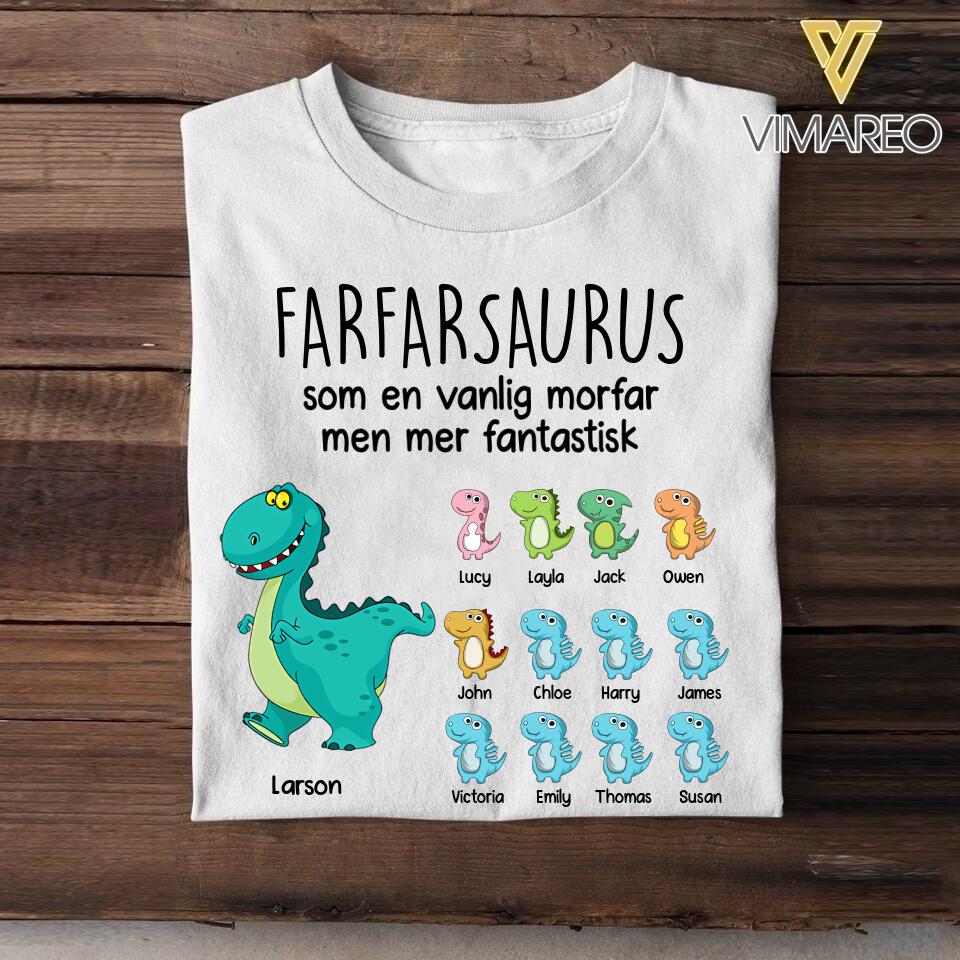 Personalized Swedish Farfarsaurus Tshirt Printed Father's Day Gifts For Grandpa & Dad