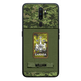 Personalized Canadian Soldier Camo Phone Case Printed 22JUL-DT17