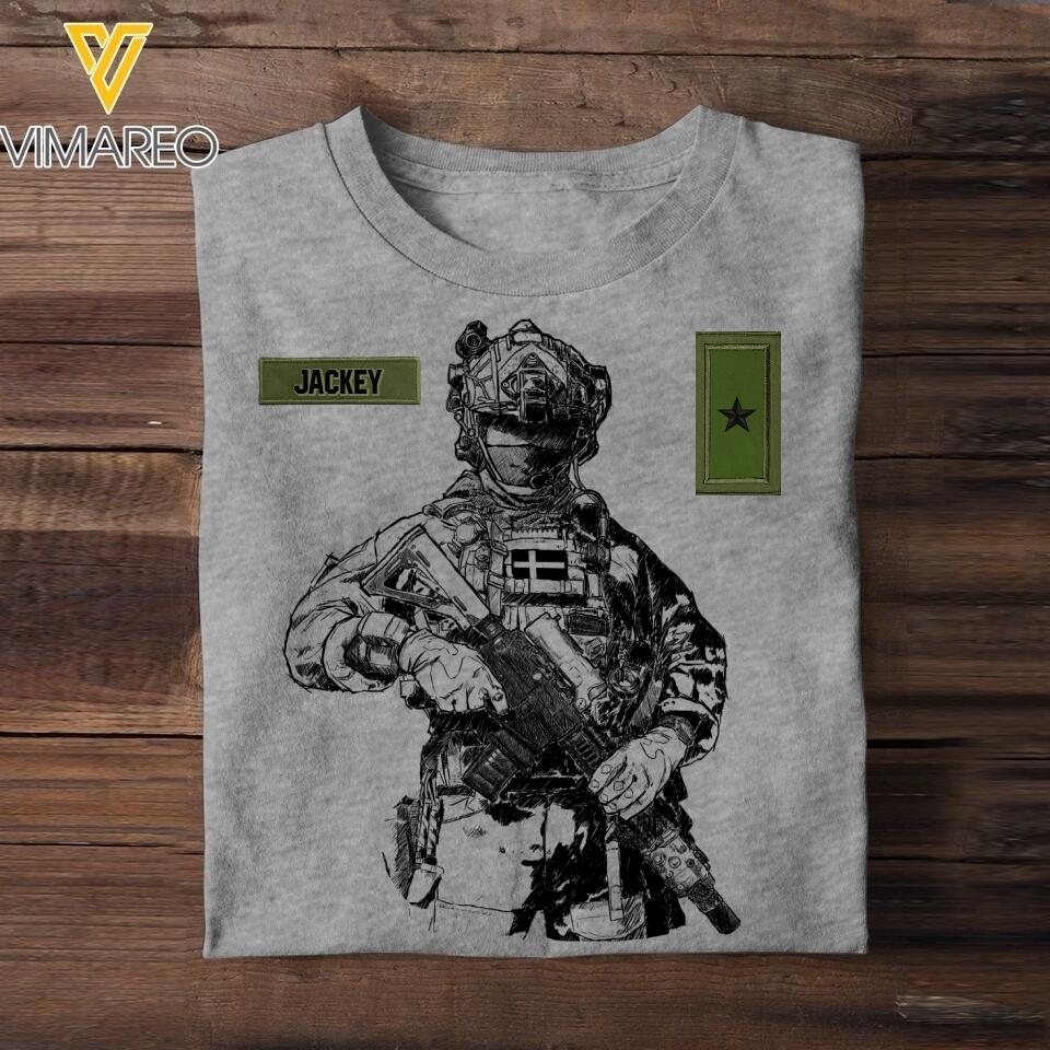 Personalized Swedish Soldier/Veterans Tshirt Printed 22JUL-HQ15