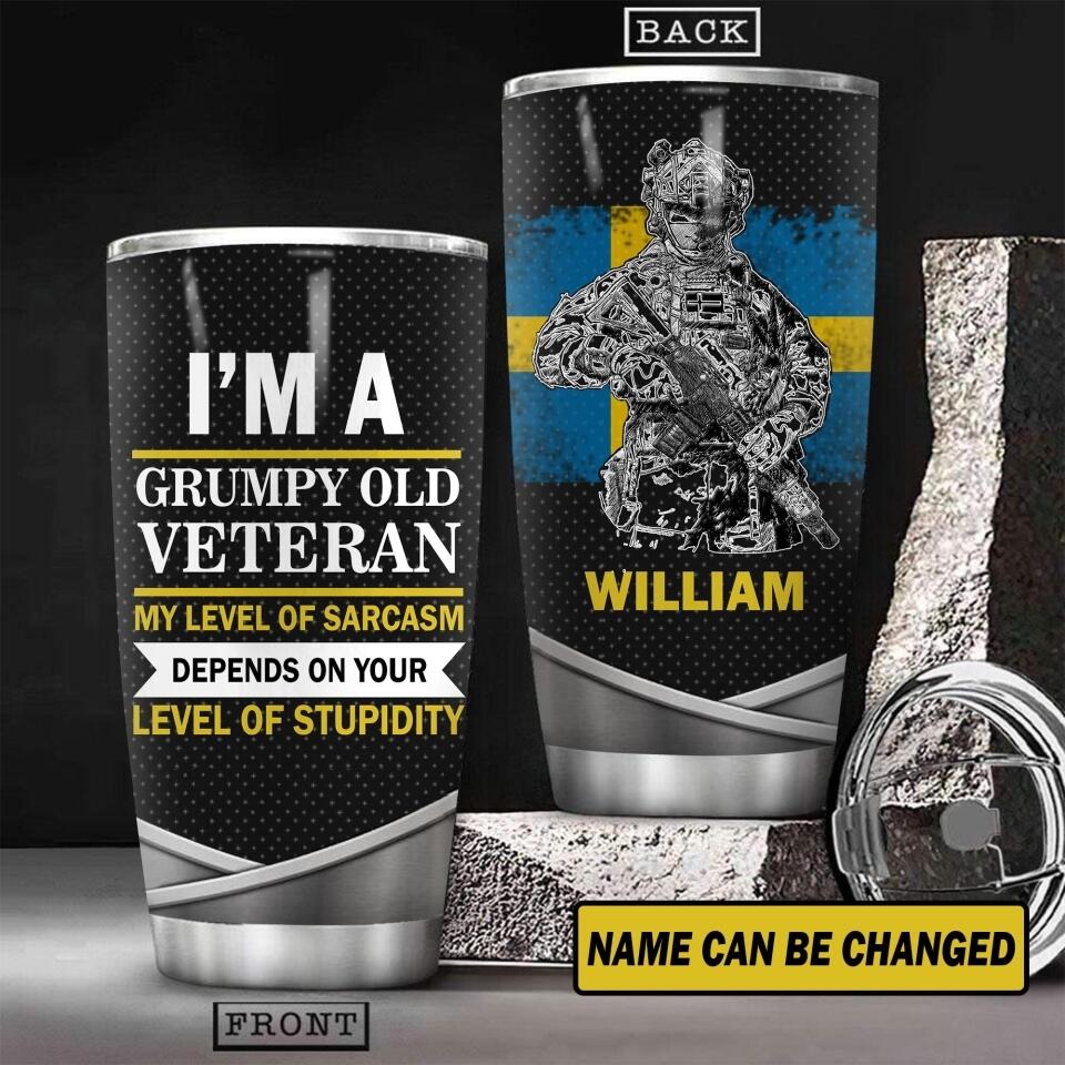 Personalized Swedish Veteans/Soldier Tumbler Printed 22JUL-HY27