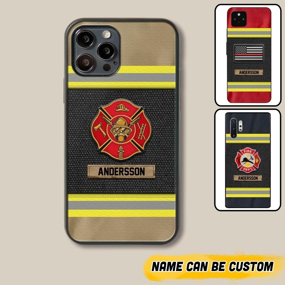 Personalized United States Firefighter Uniform & Name Phonecase Father's day gifts Mother's day Gifts