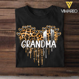 Personalized Grandma Leopard Kid Name Tshirt Printed QTDT0807