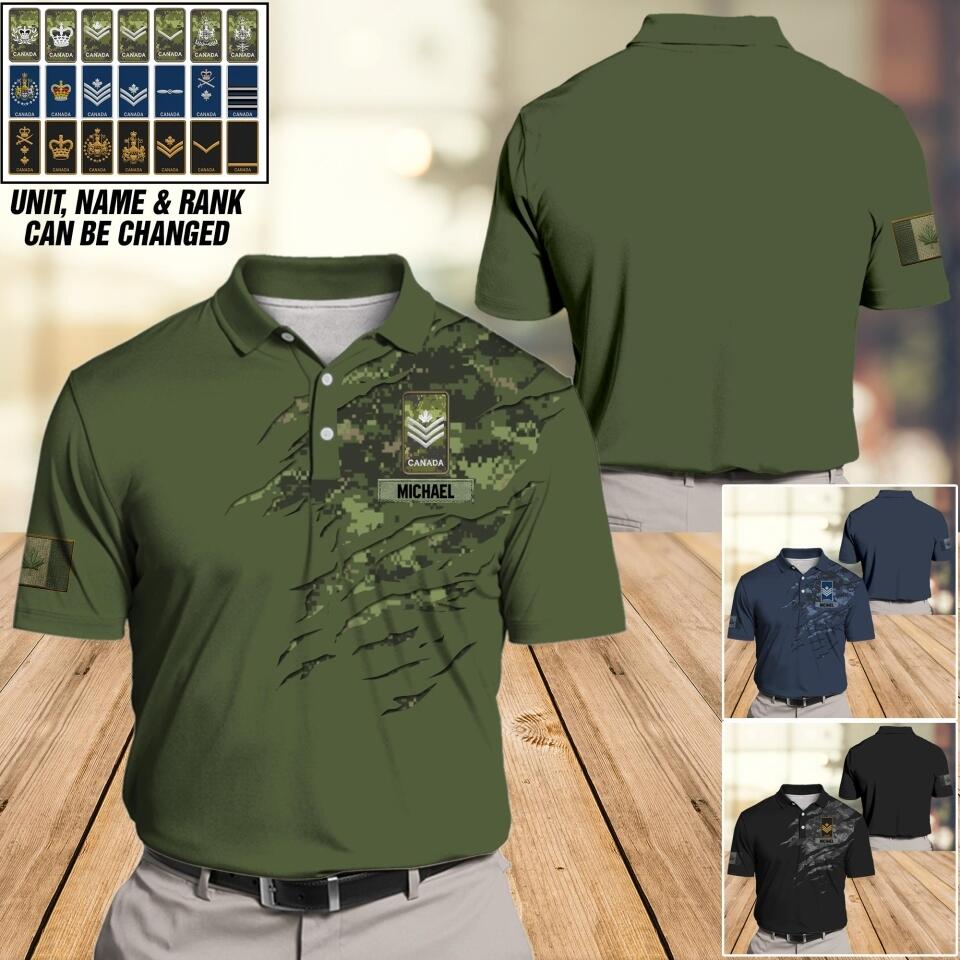 Personalized Canadian Veteran/ Solider Camo Polo Shirts 3D Printed QTDT1307