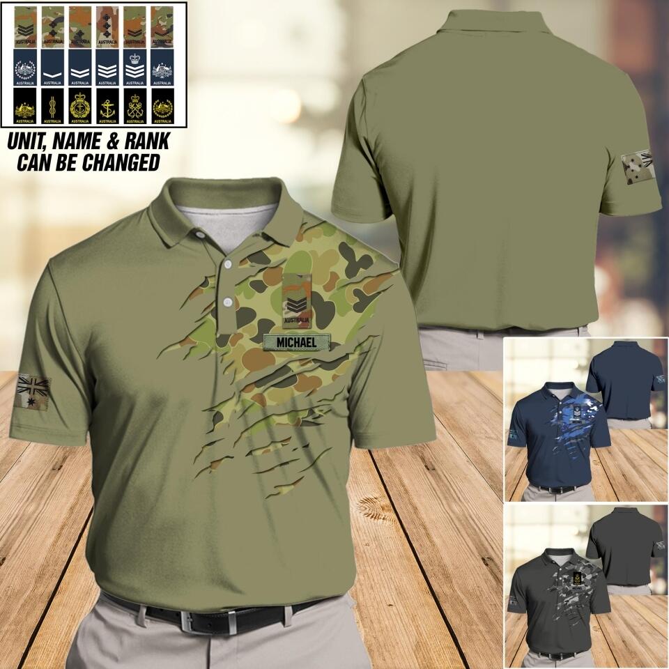 Personalized Australian Veteran/ Solider Camo Polo Shirts 3D Printed QTDT1307