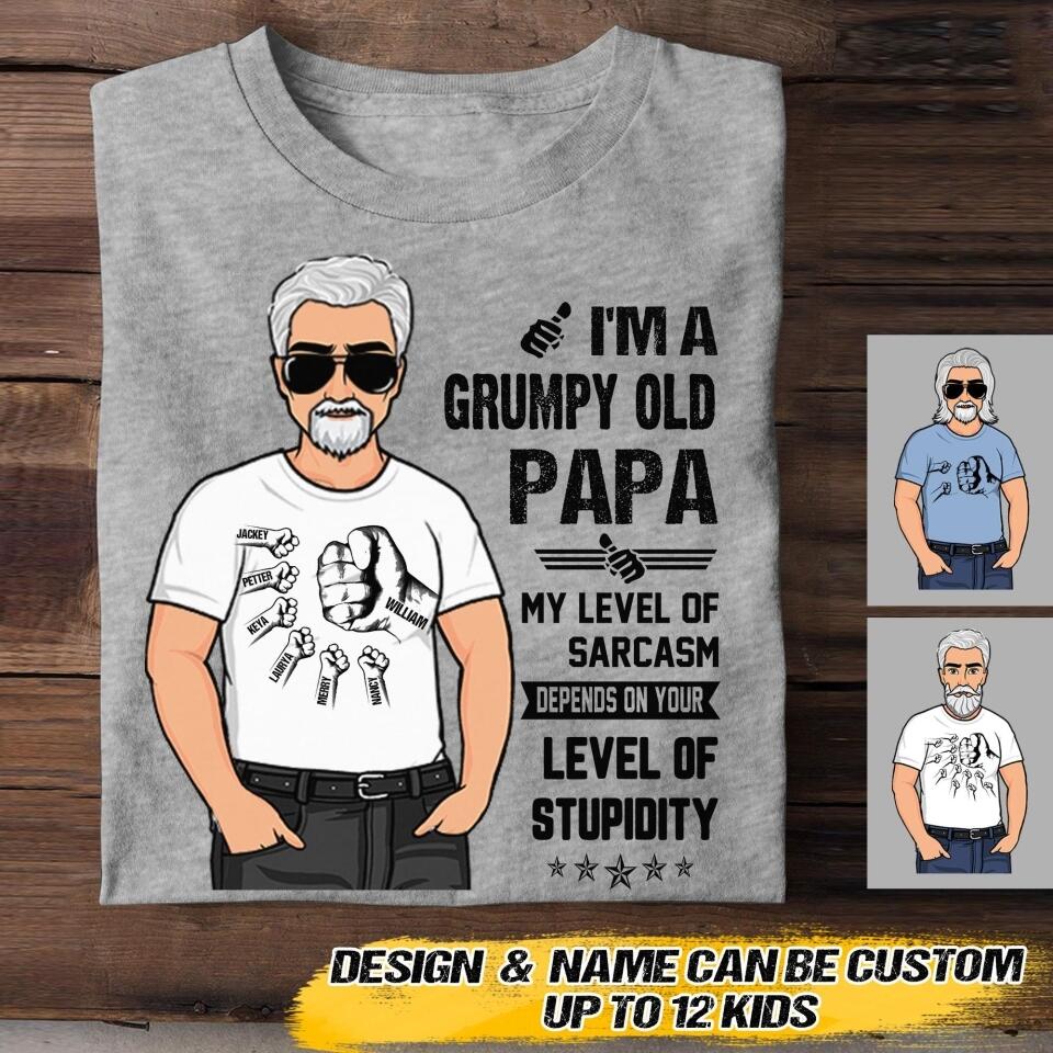 Personalized Grumpy Old Papa Tshirt Printed 22JUY-HQ14