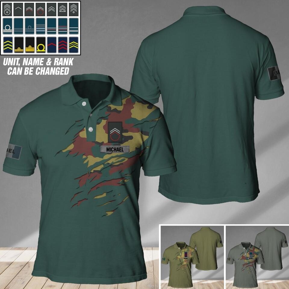 Personalized Belgium Veteran/ Solider Camo Polo Shirts 3D Printed QTDT1607