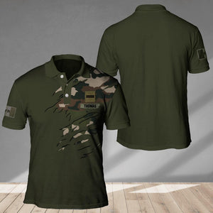 Personalized French Veteran/ Solider Camo Polo Shirts 3D Printed QTDT1607