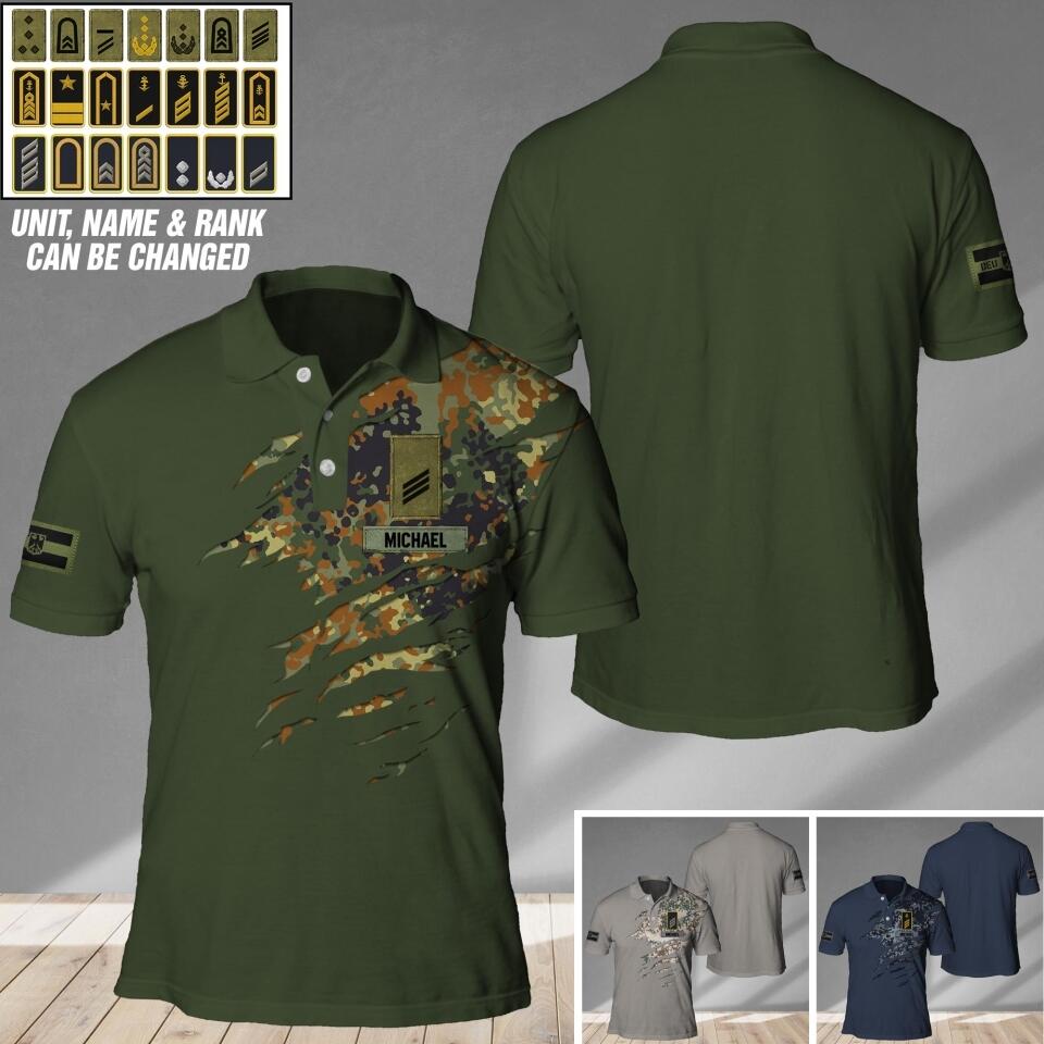 Personalized German Veteran/ Solider Camo Polo Shirts 3D Printed QTDT1607