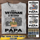 Personalized Being An Australian Veteran Is An Honor Being A Papa Is Priceless Tshirt Printed QTVQ2207