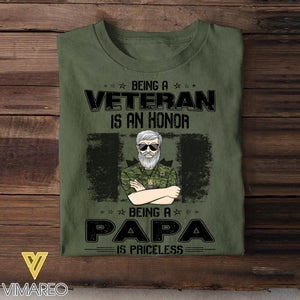 Personalized Being A Canadian Veteran Is An Honor Being A Papa Is Priceless Tshirt Printed QTVQ2207