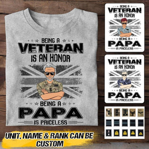 Personalized Being A British Veteran Is An Honor Being A Papa Is Priceless Tshirt Printed QTVQ2207