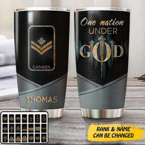 Personalized One Nation Under God Canadian Veteran/ Solider Tumbler Printed QTMA0408