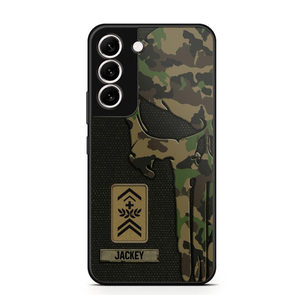 Personalized Swiss Solider/ Veteran Skull Phonecase Printed QTDT1508