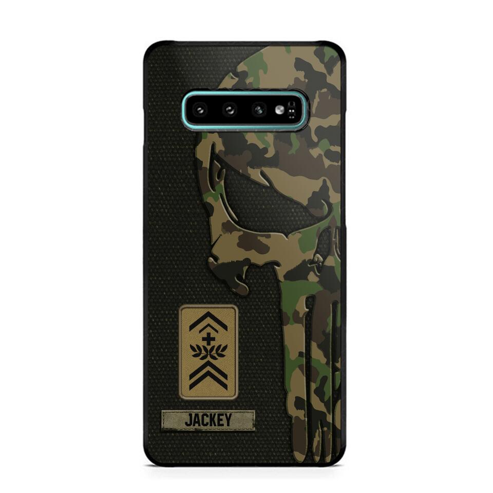 Personalized Swiss Solider/ Veteran Skull Phonecase Printed QTDT1508