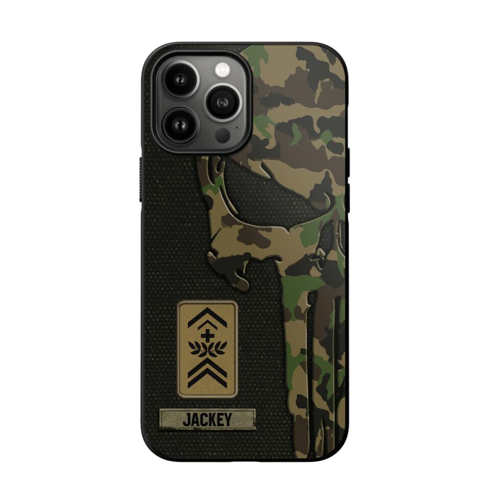 Personalized Swiss Solider/ Veteran Skull Phonecase Printed QTDT1508