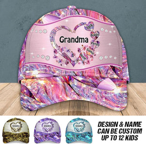 Personalized Grandma Kid Colorful Sparkling 3D Cap Printed 22AUG-HQ27