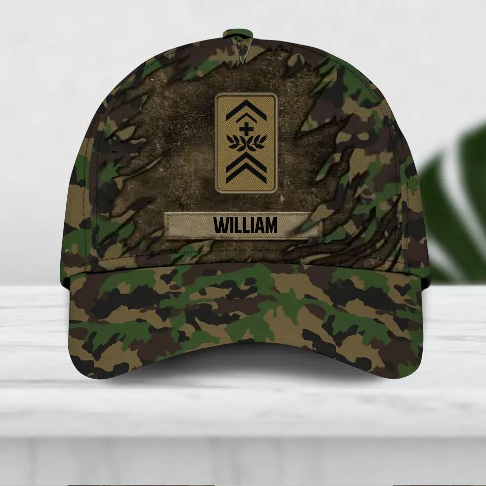 Personalized Swiss Veteran/ Solider Peaked Cap 3D Printed QTDT1309