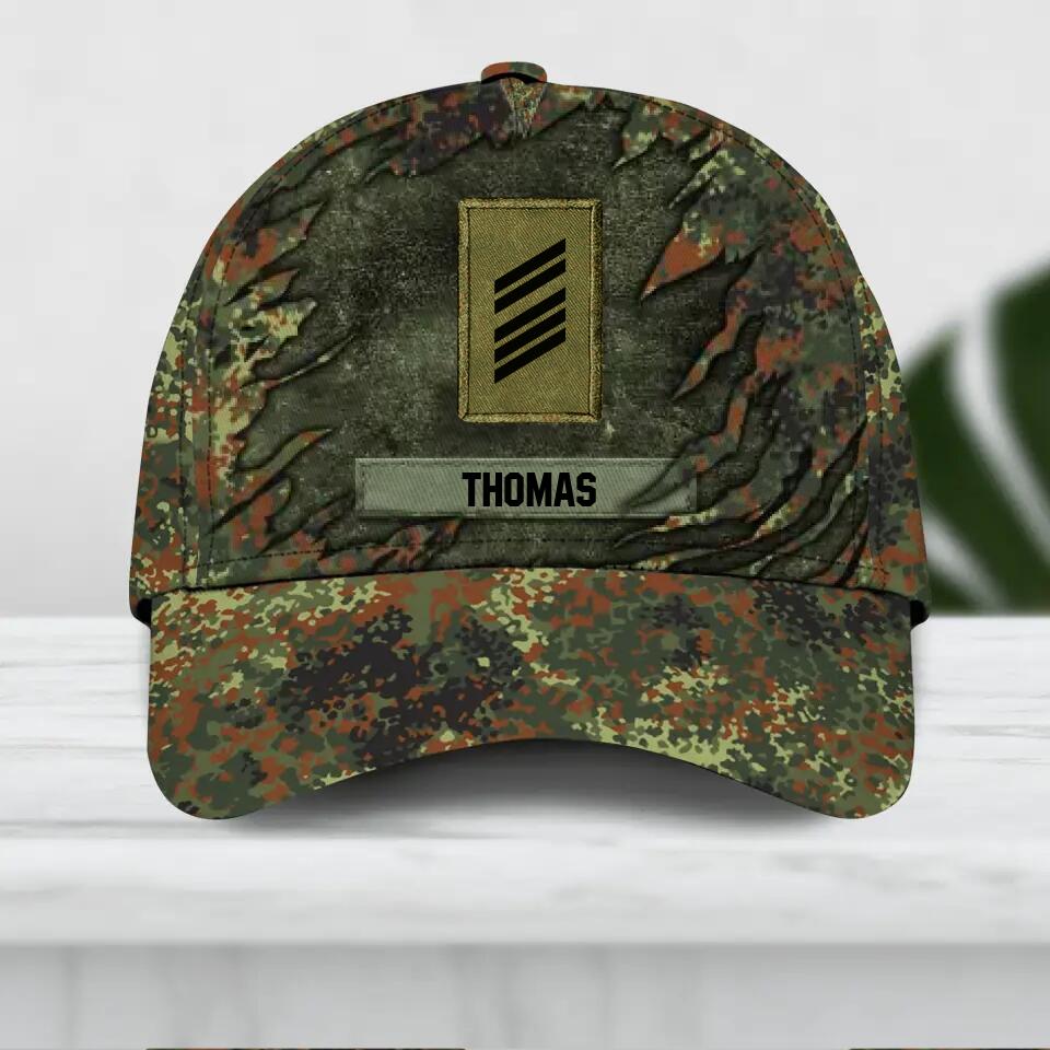 Personalized German Veteran/ Solider Camo Peaked Cap 3D Printed QTDT1409