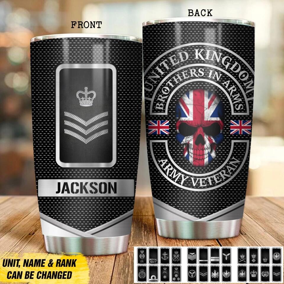 Personalized United Kingdom Brothers In Arms UK Solider/ Veteran Tumbler Printed QTDT1409