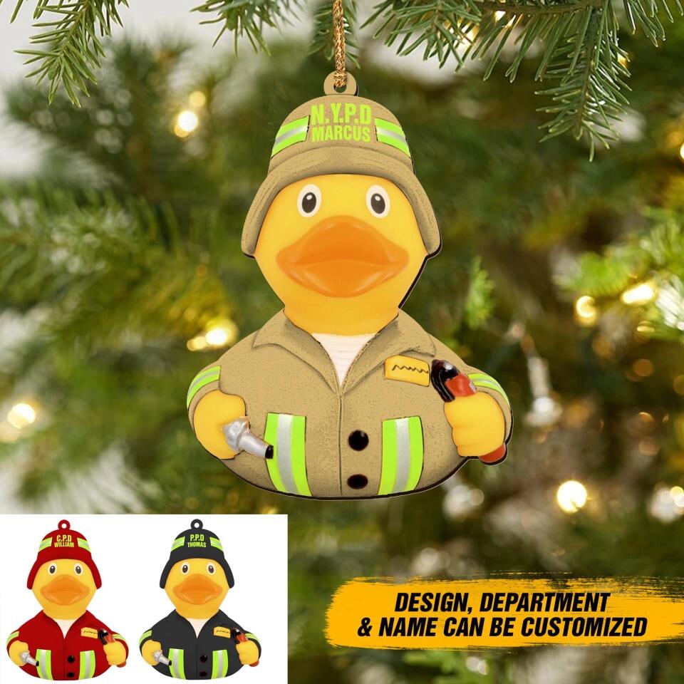 Personalized Duck Firefighter Christmas Ornament Printed 22SEP-DT21