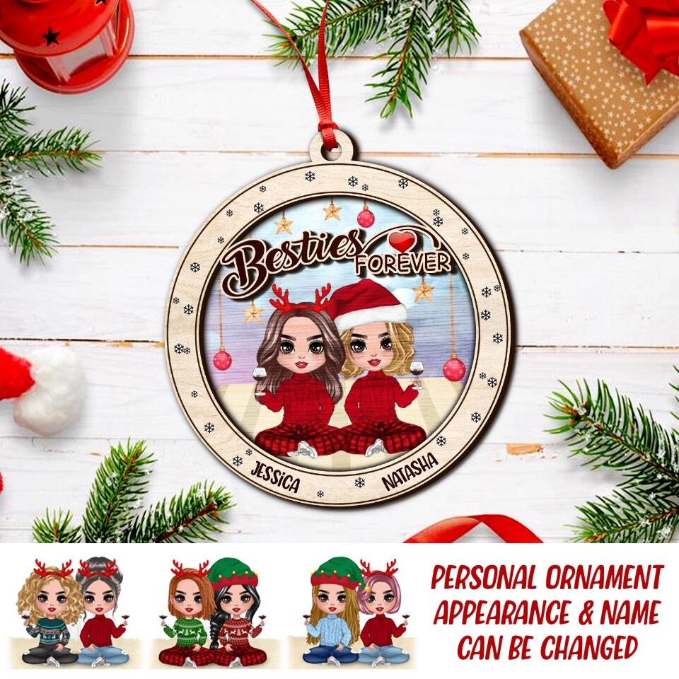 Personalized Doll Besties Forever Christmas Ornament Printed 22SEP-DT19