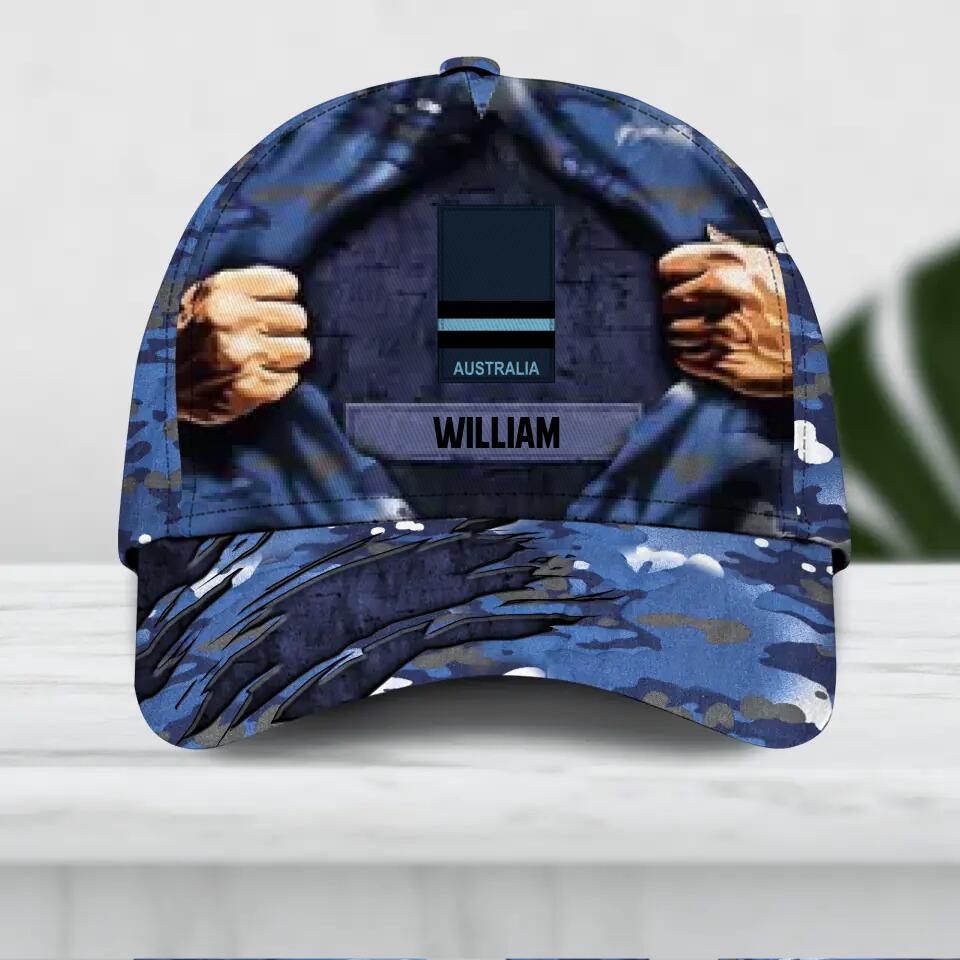 Personalized Australian Veteran/ Solider Camo Rank Peaked Cap 3D Printed QTDT2209