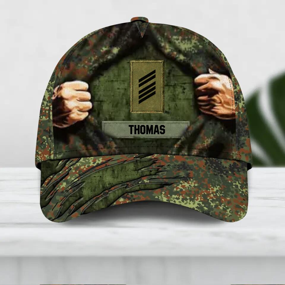 Personalized German Veteran/ Solider Camo Rank Peaked Cap 3D Printed QTDT2209