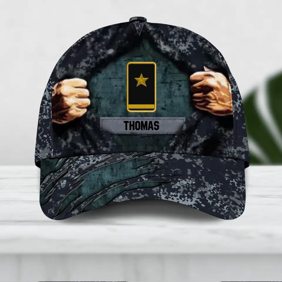 Personalized German Veteran/ Solider Camo Rank Peaked Cap 3D Printed QTDT2209