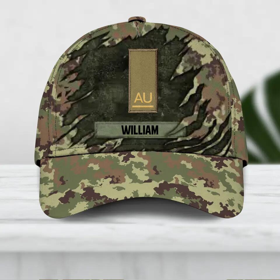 Personalized Italian Veteran/ Solider Camo Rank Peaked Cap 3D Printed QTDT2409