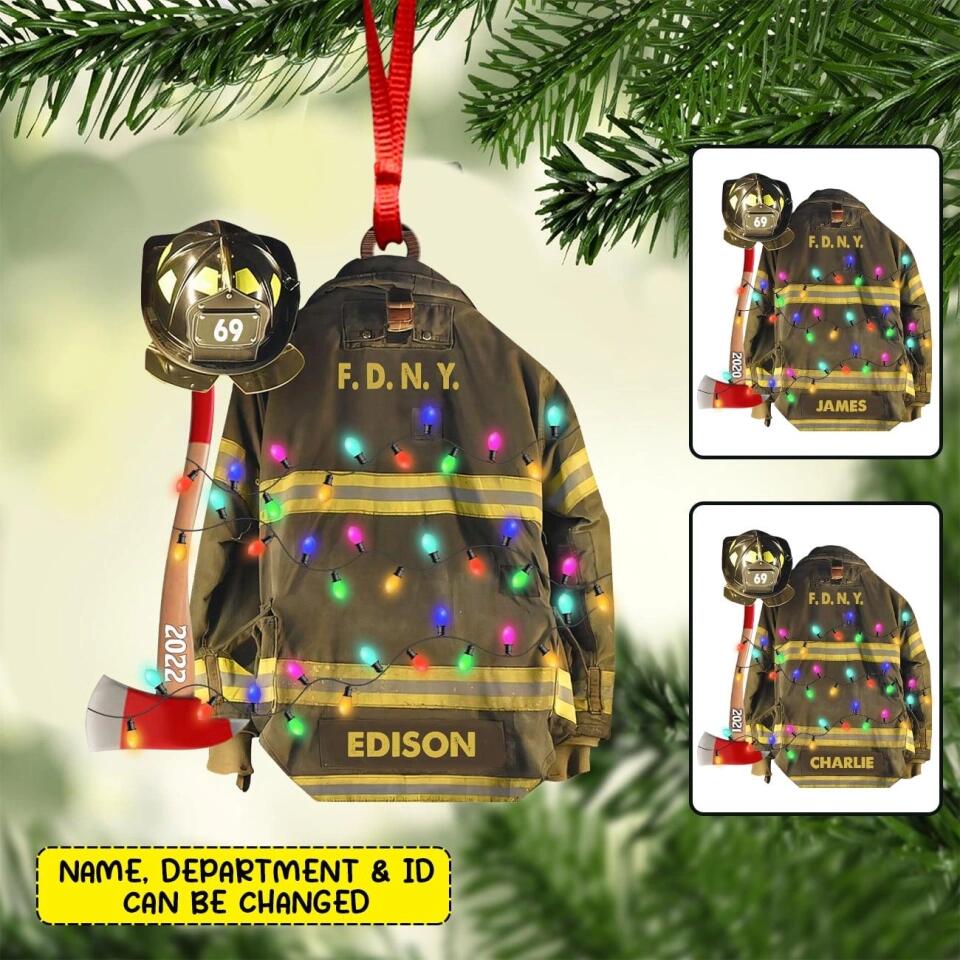 Personalized US Firefighter Wood Ornament Printed 22SEP-HY26