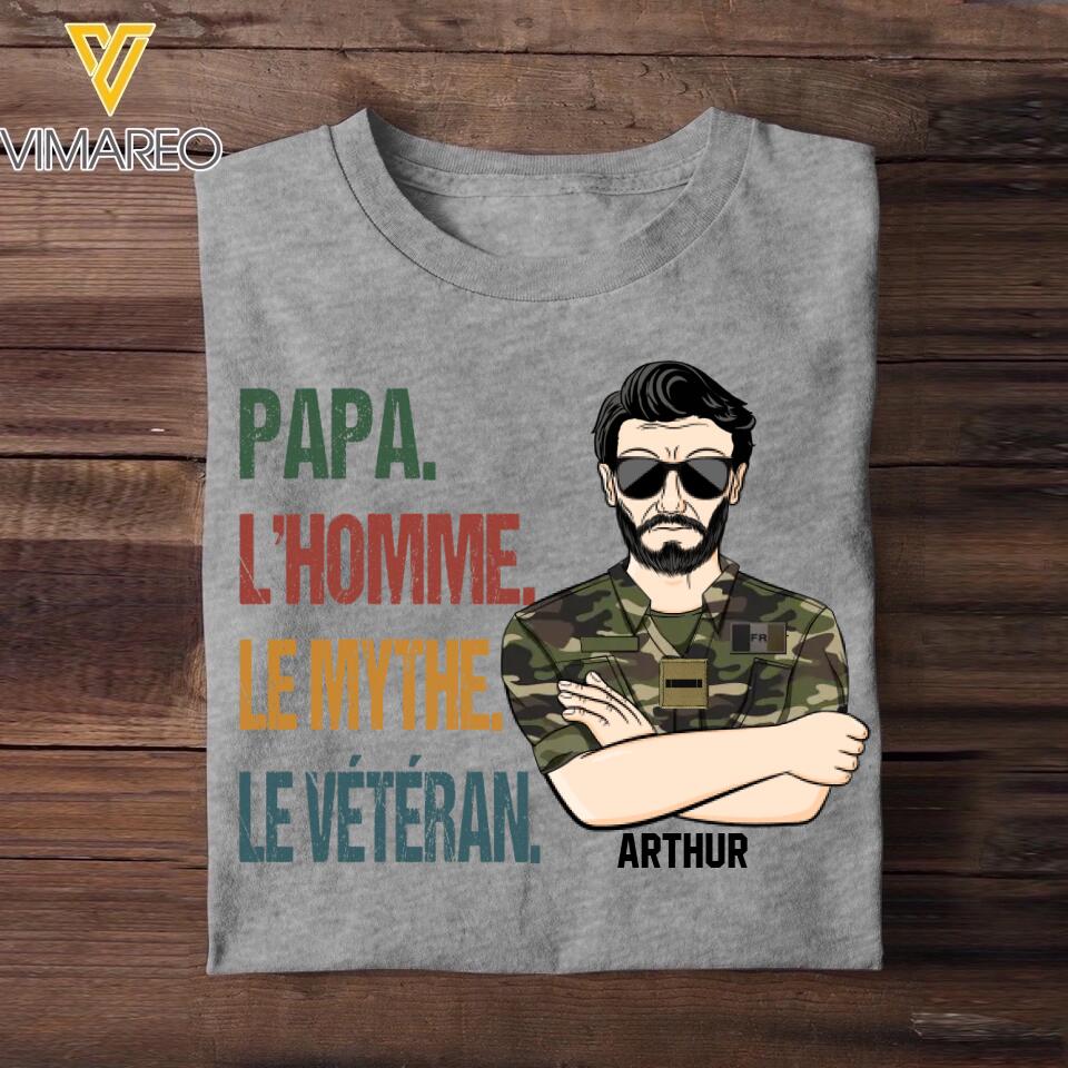 Personalized French Papa The Man Myth Veterans/Soldier Tshirt Printed 22SEP-DT26