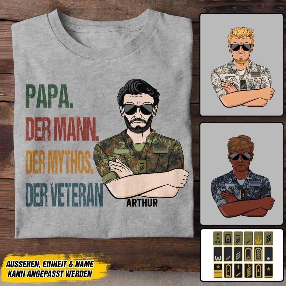 Personalized German Papa The Man Myth Veterans/Soldier Tshirt Printed 22SEP-DT26