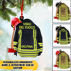 Personalized Italian Firefighter Christmas Wood Ornament Printed 22SEP-HQ28