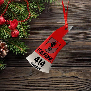 Personalized Austrian  Firefighter With Department Number and Name Christmas Wood Ornament Printed QTDT3009