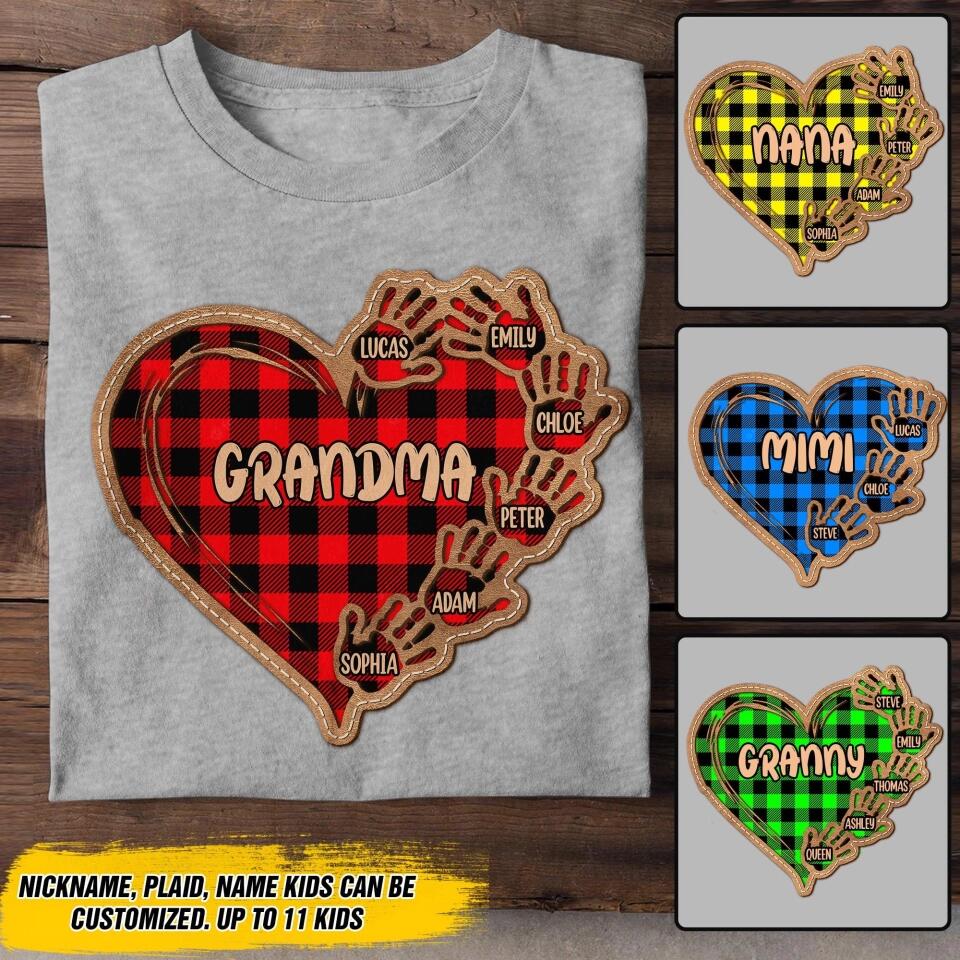 Personalized Grandma Kid Caro Color Heart Tshirt Printed 22OCT-DT03